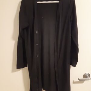 SHEIN Black Long Button-Front Cardigan
